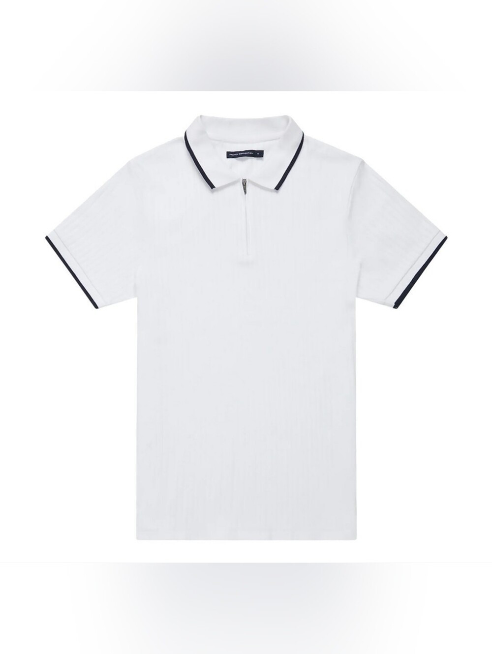 French Connection White Polo with Navy Contrast Trim